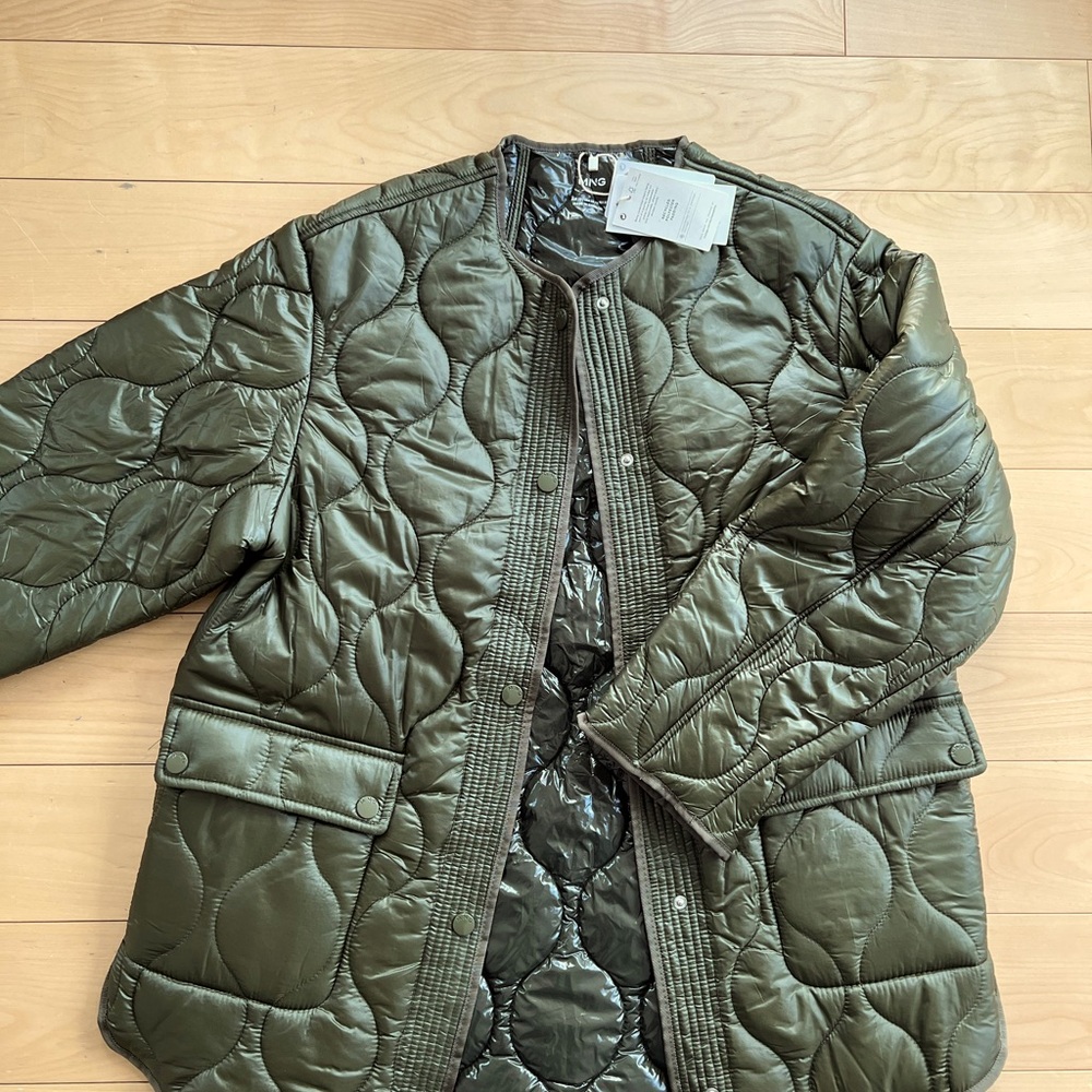 Mango Olive Quilted Jacket